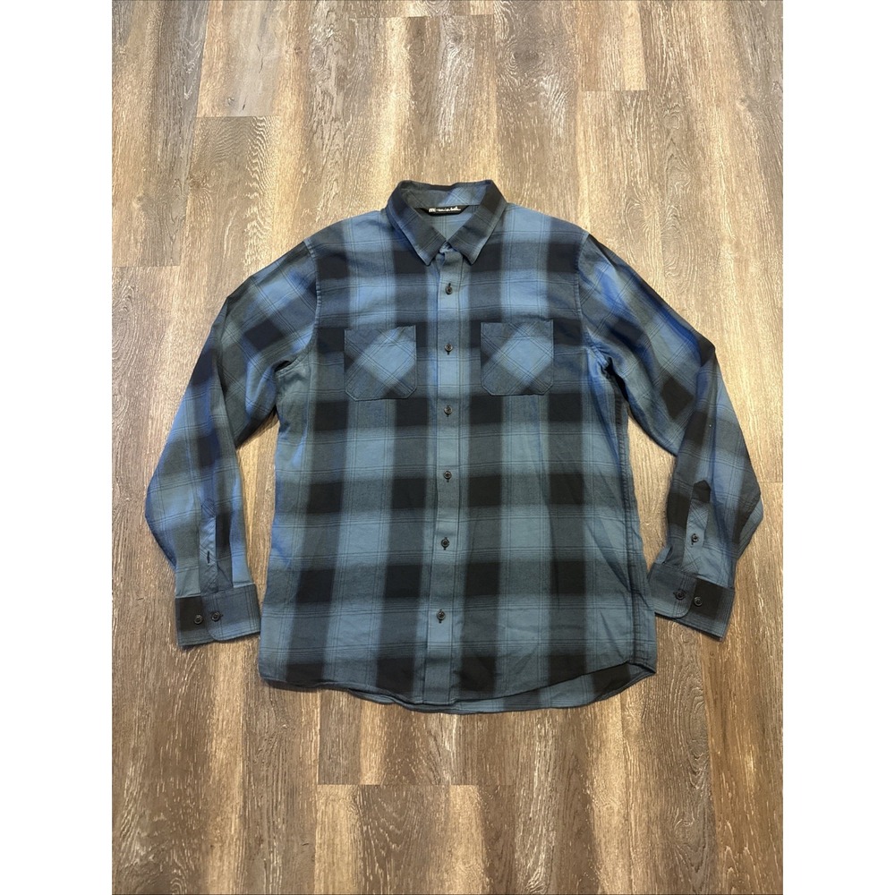 Travis Mathew Men's Medium Long Sleeve Plaid Flannel Shirt  Blue/Black